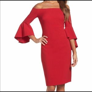 Chelsea28 Red Off the Shoulder Dress